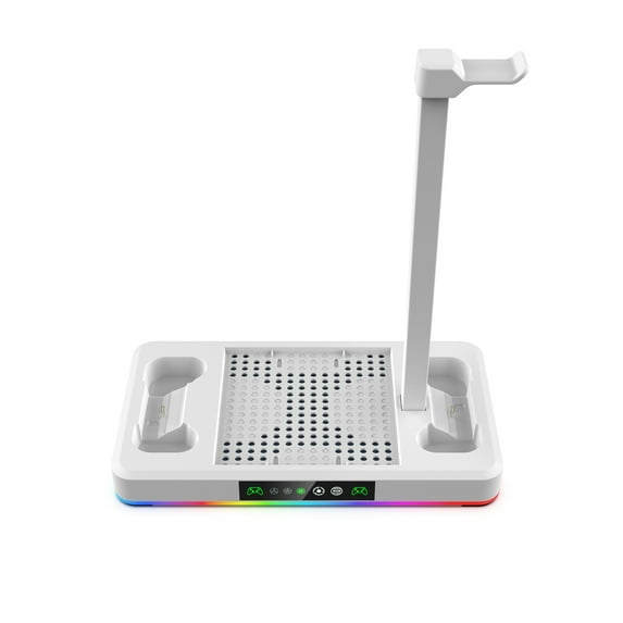 Cooling Fan Base with Charging Stand for Xbox Series X/S, RGB Lights & Headphone Hook Accessories-White
