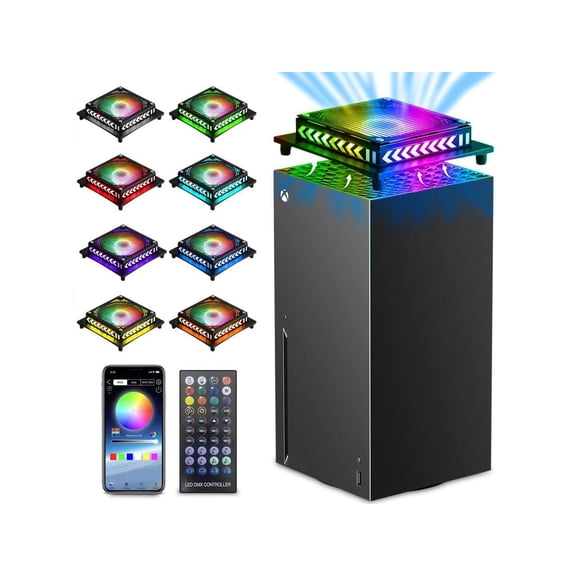 Cooling Fan Compatible with Xbox Series X - Fan Cooler System for Xbox Series X with 400+ RGB Light Effects, Dust-proof, Low Noise Top Fan, APP, Remote Control for Series X Accessories