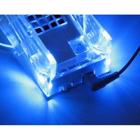 Cooling Fan Crystal Stand with Blue LED Light for Nintendo Wii