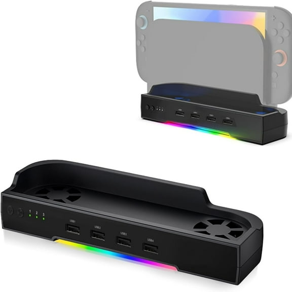 Cooling Fan Dock with 4*USB Expansion for Nintendo Switch 2 - Plug & Play Cooling Base Wall Mount Bracket Accessories-Black