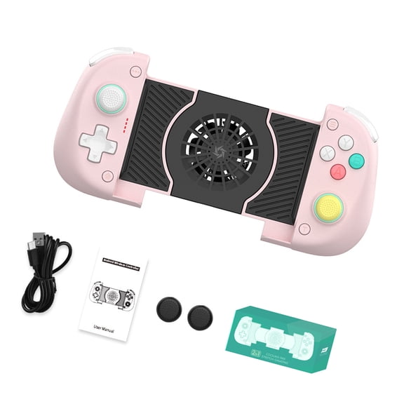 Cooling Fan Handheld Gamepad with Stretch Grip, 5.2 Wireless Pairing and Console Button Layout for Home Travel
