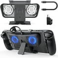 thumbnail image 1 of Cooling Fan Kickstand Compatible with Steam Deck, Cooler Base Stand with USB-C Adapters, Adjustable Speed Cooling Fan Holder Blue LED Light Accessories for Steam Deck, Black, 1 of 7