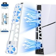 Cooling Fan for PS5 Slim,Cooler Fan for Gaming Console,Cooling System for Playstation 5 Slim,Horizontal Cooling Accessories,with 3 High-Speed Cooling Fans White