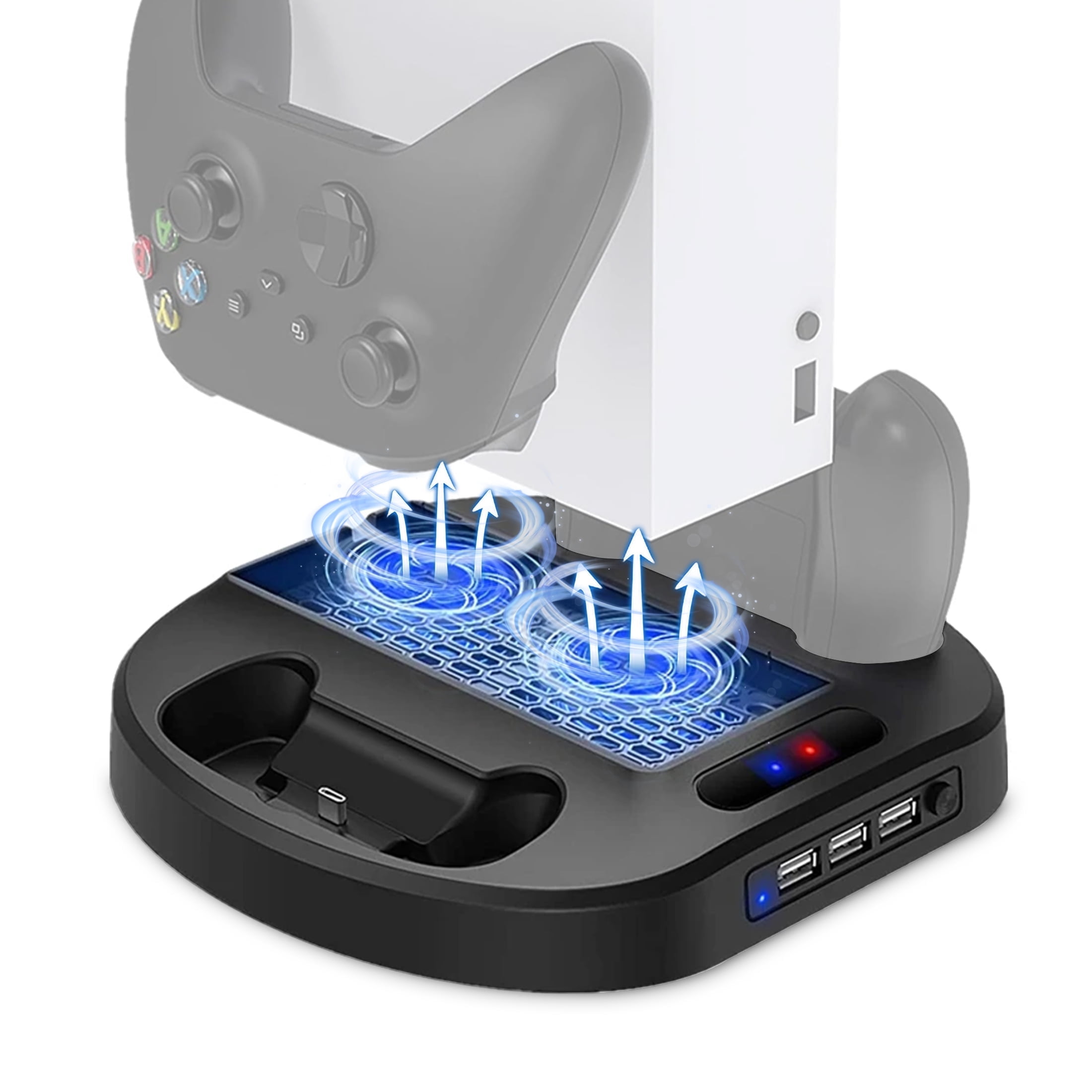 Cooling Fan Stand Fit for Xbox Series S, TSV Charging Station Fit for Xbox Series S/X Controller with 3 USB Ports, LED Indicator, Vertical Stand for Xbox Series S Accessories