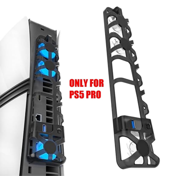 Cooling Fan with USB Port for PS5 PRO, Triple High-Speed Fans for Efficient Heat Dissipation, Adjustable Speed Modes, Blue LED Lights, Quiet Operation Compatible with PlayStation 5 Pro