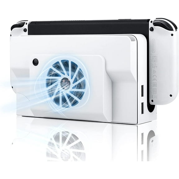 Cooling Fan for Nintendo Switch OLED Dock, 3 Speed Replacement Back Cover, USB Powered Cooler with LED Lighting