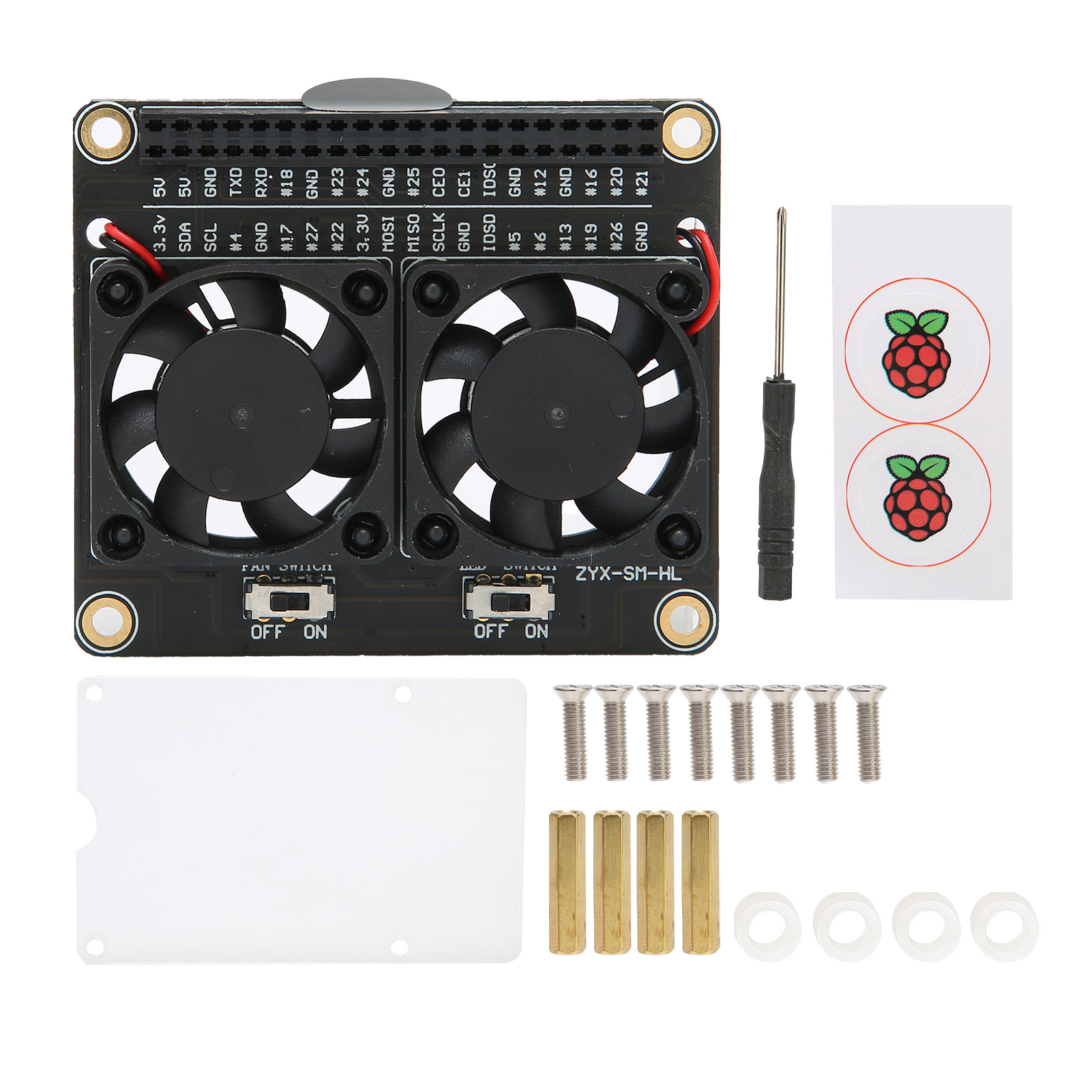 Cooling Fan for Raspberry Pi 4B 3B+/3B 3A+ Dual CPU Cooler GPIO ...