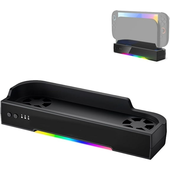Cooling Fan for Switch 2 Docking Station Heat Sink Base with USB/NGC Expansion RGB Lighting Dual-Fan for Switch 2 Wall Mount (No Expansion)