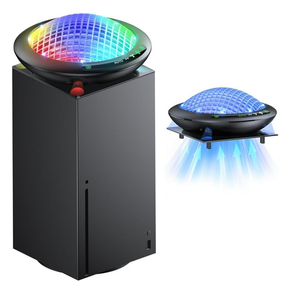 RGB Cooling Fan for Xbox Series X Console with Auto Cooling System Fan Speed Adjustable by Temperature Efficient Cooler Fan Accessories Low Noise 3 Speed USB Port-Black