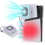 Cooling Fan with Plate Cover for PS5 Slim,with RGB LED Lights & 2 USB HUB for PS5 Slim Digital and Disc