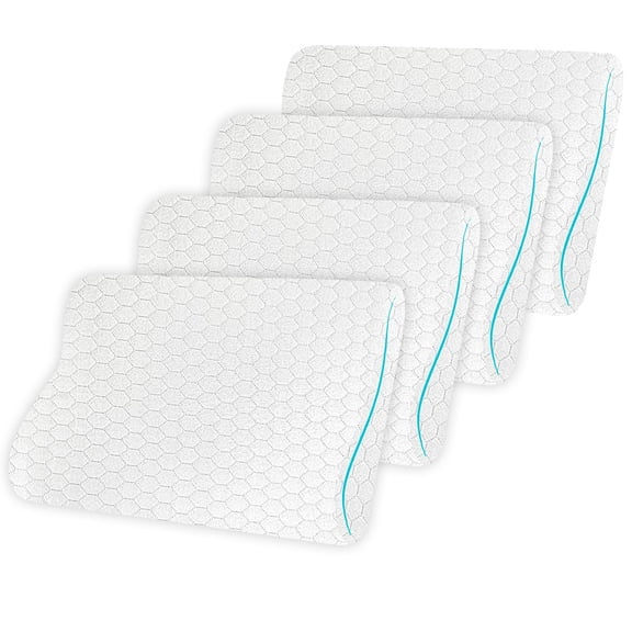 Cooling Foam Cervical Pillow, Memory Foam Pillow For Neck & Shoulder Pain Relief, White | Orthopedic Contour Pillow For Sleeping & Spinal Alignment | Ergonomic Support - Set Of 4