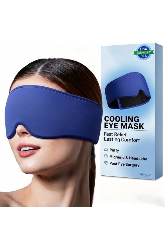 Cooling Gel Eye Mask Sleep: Cold Compress for Puffy Eyes & Migraine Relief - Reusable Gel Sleeping Mask for Dark Circles & After Surgery, Flexible Ice Pack for Eyes, Face, Headache(Blue)