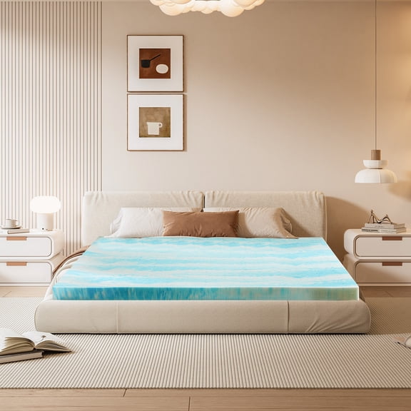 Cooling Gel Memory Foam Mattress Topper, 2/3/4 Inch Thick for Pressure Relief, Ventilated & Breathable Pad for Bed, Sleeper Sofa, RV Camper, Upgrade Your Sleep