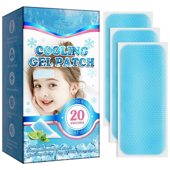 Cooling Gel Patch for Fever Relief and Temperature Reduction Non-Medicated Gel Sheet for Adults and Children Up to 8 Hours Lasting Cooling Effect 16 Patches Included per Box