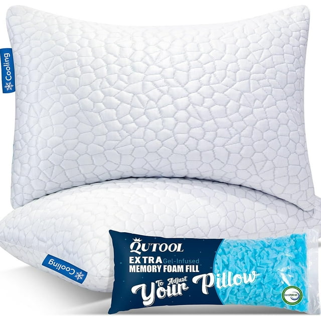 Cooling Gel Pillows for Sleeping, Shredded Memory Foam Pillows 2 Pack