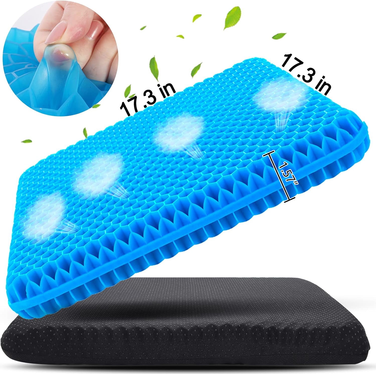 Cooling Gel Seat Cushion Thick Big Breathable Honeycomb Design Absorbs Pressure Points Seat Cushion with Non Slip Cover Gel Cushion for Office Chair