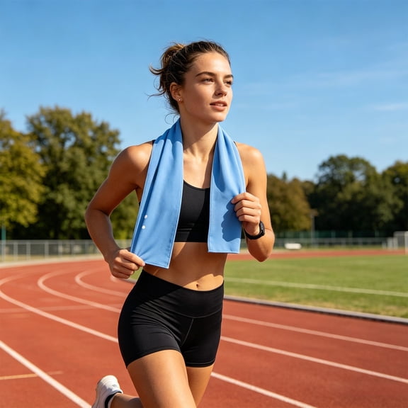 Cooling Gym Towel with Snap Button Quick Dry Ice Chill Sweat Absorbent Sports Outdoor
