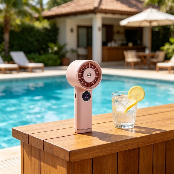 Cooling Handheld Fan USB Rechargeable Digital Display Wind Speed Adjustable Low Noise Lightweight Portable Cooling Device For Outdoor Travel Office Classroom Daily Use(Pink)