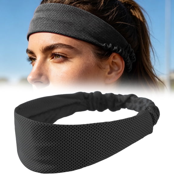 Cooling Headband, Sweat Headbands for Women, Non Slip Wicking Sweat Bands, Elastic Lightweight Running Headband for Workout, Yoga, Tennis, Black