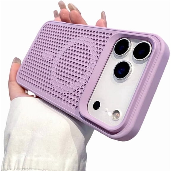 Cooling Heat Dissipation Case for iPhone 17 Air 17 16 15 14 13 12 11Pro Max Plus Breathable Magnetic Hard Phone Case,Light Purple,for iPhone17 Pro