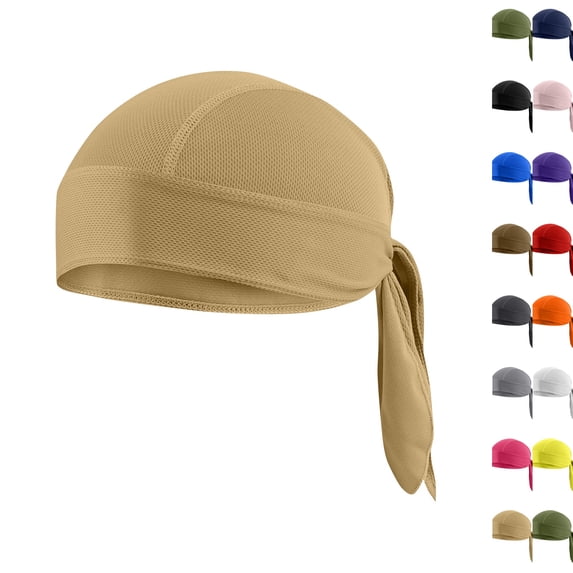 Cooling Helmet Liner, Sweat Wicking Dew Rag, Breathable Helmet Do Rags, Doo Rag for Men and Women Light Brown One Size