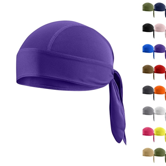 Cooling Helmet Liner, Sweat Wicking Dew Rag, Breathable Helmet Do Rags, Doo Rag for Men and Women Purple One Size
