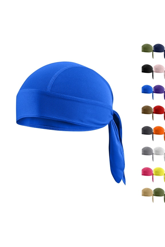 Cooling Helmet Liners - Do Rag Skull Caps for Men - Cooling Head Wraps, Hard Hat Liner - Motorcycle Pirate Bandana Blue One Size