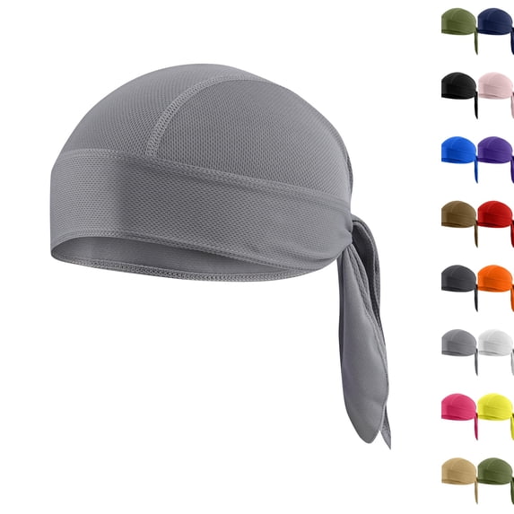 Cooling Helmet Liners - Do Rag Skull Caps for Men - Cooling Head Wraps, Hard Hat Liner - Motorcycle Pirate Bandana Gray One Size