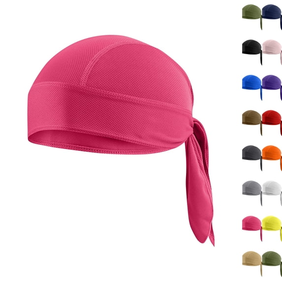 Cooling Helmet Liners - Do Rag Skull Caps for Men - Cooling Head Wraps, Hard Hat Liner - Motorcycle Pirate Bandana Hot Pink One Size