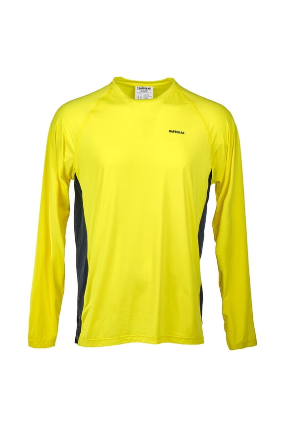 Cooling High Visibility Long Sleeve T-Shirt, Moisture Wicking, Side Vents, Large, SAFEGEAR