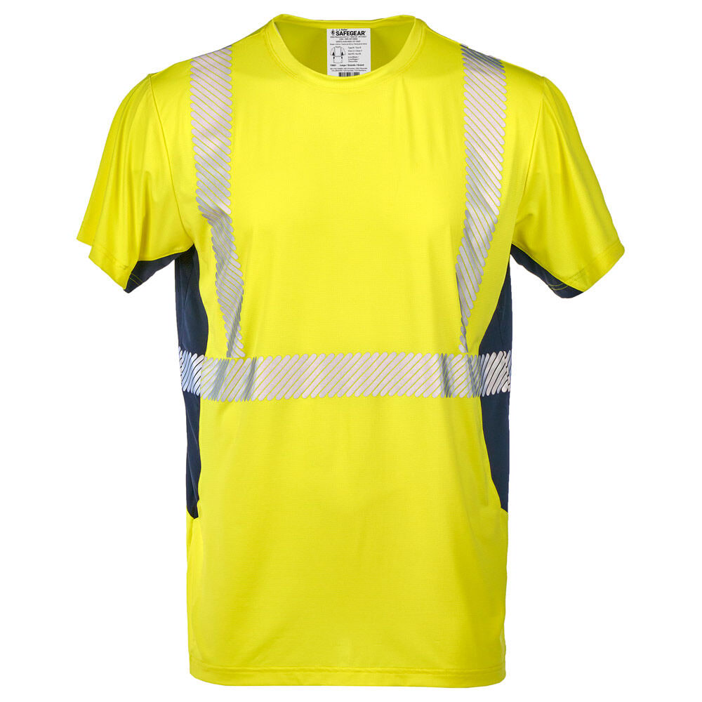 thumbnail image 1 of Cooling High Visibility Short Sleeve T-Shirt, Moisture Wicking, ANSI Class 2, Side Vents, 4XL, SAFEGEAR, 1 of 2