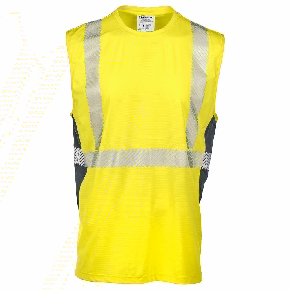 Cooling High Visibility Sleeveless T-Shirt, Moisture Wicking, ANSI Class 2, Side Vents, X-Large, SAFEGEAR