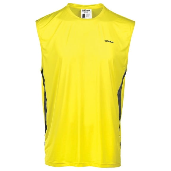 Cooling High Visibility Sleeveless T-Shirt, Moisture Wicking, Side Vents, 4XL, SAFEGEAR