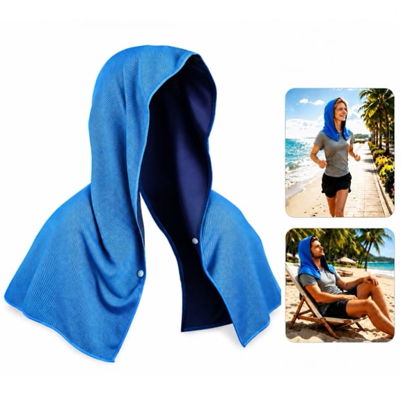 Qutool Cooling Hoodie Towel for Summer, Quick Dry Neck & Face Cooling Towel with UV Protection, Lightweight Breathable Hooded Towel for Sports, Workout, Camping & Outdoor Use