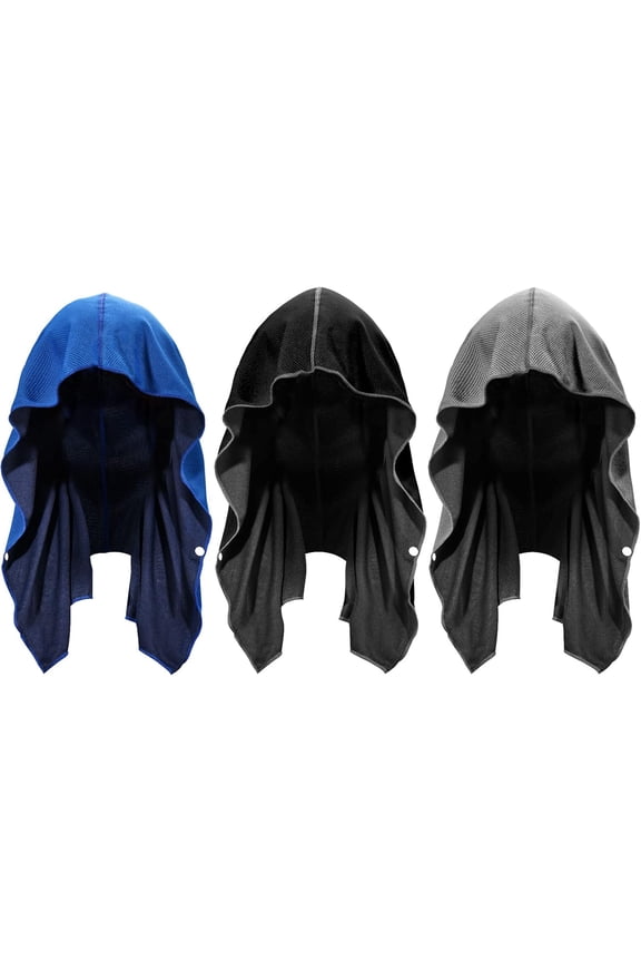 Cooling Hoodie Towel 3 Pack, Quick Drying Absorbent Cooling Towels for Neck and Face, Sport Workout Camping Cycling Cooling Towel, Breathable Cooling Neck Wraps
