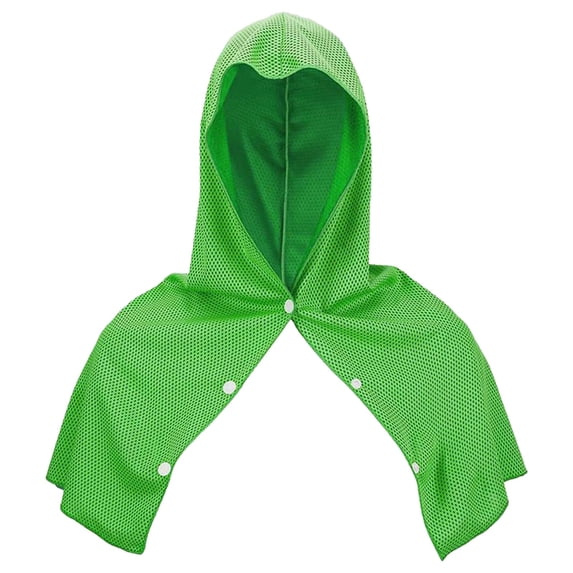 Cooling Hoodie Towel,Green Cooling Hooded Towel Cape, Quick Dry Absorbent Neck Head Wrap Towel, Hot Weather Cooling Hood Towel, Snap Button Wearable Sports Sweat Towel Cape, Cooling Shawl