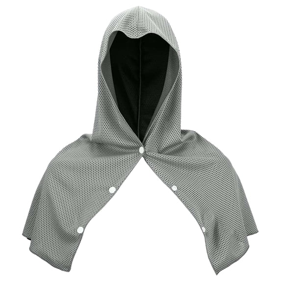 Cooling Hoodie Towel,Grey Cooling Hooded Towel Cape, Quick Dry Absorbent Neck Head Wrap Towel, Hot Weather Cooling Hood Towel, Snap Button Wearable Sports Sweat Towel Cape, Cooling Shawl
