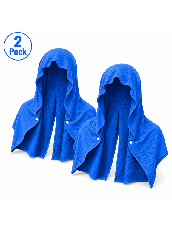 Cooling Hoodie Towel, Instant Cooling Microfiber Neck & Face Wrap, UPF 50 Sun Protection Hooded Ice Towel for Sports, Yoga, Running, Camping, Cycling & Outdoor Heat Relief