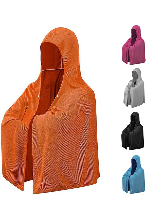 Cooling Hoodie Towels, 140x60cm, Instant Cooling Towels for Neck and Face, Ice Towel for Hot Weather, Head Towel for Sports, Camping, Cycling & More Activities(RL Orange)