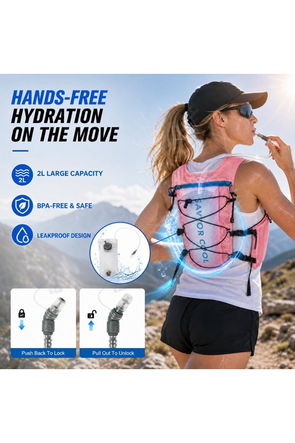 Cooling Hydration Vest with 2L BPA-Free Water Bladder, Running Vest with 3 Removable Cooling Packs, Lightweight Outdoor Hydration Pack for Hot Weather, Hiking, Cycling, Training