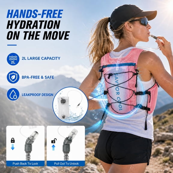 Cooling Hydration Vest with 2L BPA-Free Water Bladder, Running Vest with 3 Removable Cooling Packs, Lightweight Outdoor Hydration Pack for Hot Weather, Hiking, Cycling, Training