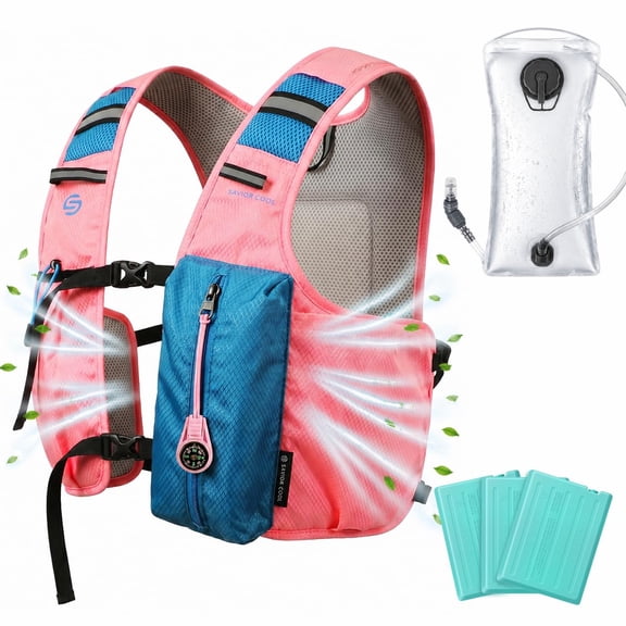 Cooling Hydration Vest, Cool Vest for Work with 3 Removable Cooling Packs, 2L BPA-Free Water Bladder Lightweight Hydration Pack for Hot Weather Outdoor Work, Construction, Hiking Cycling Training