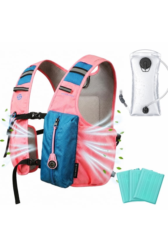 Cooling Hydration Vest, Cool Vest for Work with 3 Removable Cooling Packs, 2L BPA-Free Water Bladder Lightweight Hydration Pack for Hot Weather Outdoor Work, Construction, Hiking Cycling Training