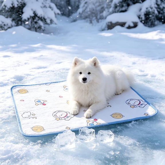 Cooling Ice Silk Pet Sleeping Pad, Sweat Preventing Skin Friendly Fabric, Scratch Resistant Durable Halloween Pet Mat, Foldable Reusable Cushion for Pet Crate Bed Travel Camping Use