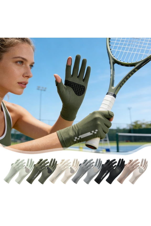 Cooling Ice Silk Sunscreen Gloves, One Size Universal, Breathable Thin Design for Summer, Anti-Slip Touch Screen Friendly, UV Shield Gloves for Driving, Walking & All Outdoor Activities, Black