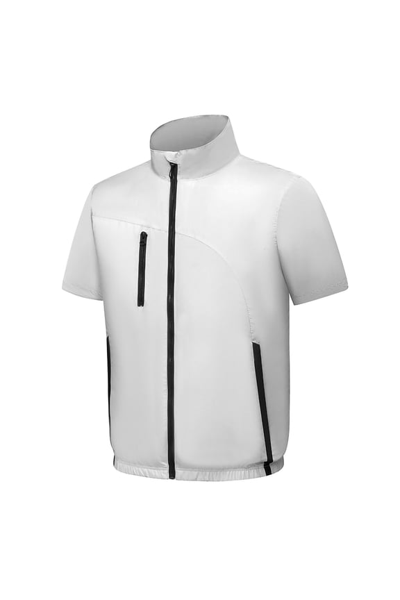 Cooling Jackets for Men Women Outdoor Short Sleeve Top with Air Conditioning Fans Lightweight Quick Dry Outdoor Workwear Gray 2XL