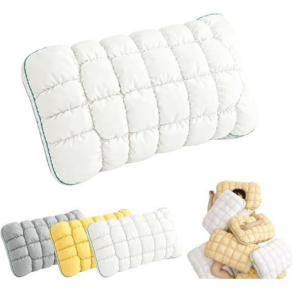 Cooling Marshmallow Puff Pillow, Cloud Bed Puff Sleep Pillows, High Resilience Support Neck Align for Side Back Sleepers Breathable Skin Friendly Washable