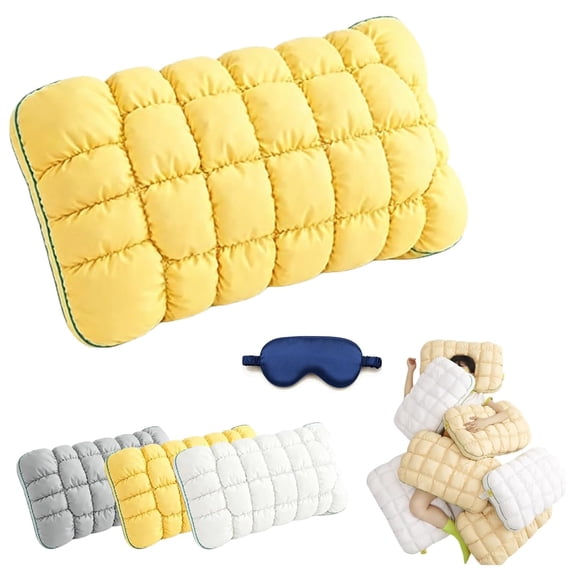 Cooling Marshmallow Puff Pillow, Quilted Cloud-Loft Design for Side, Back & Stomach Sleepers, Cool-Touch Fluffy Pillow with Breathable Washable