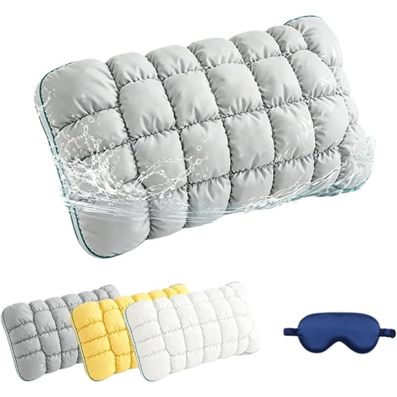 Cooling Marshmallow Puff Pillow, Soft Cloud Puff Sleep Pillow with Neck and Shoulder Support, Breathable Washable Bed Pillow for Side, Back and Combination Sleepers (Gray)