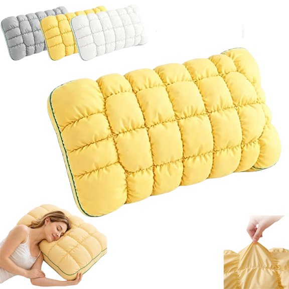 Cooling Marshmallow Puff Pillow with Quilted Cloud-Loft Design for Side Back Stomach Sleepers, Cool-Touch Fluffy Neck Support,Breathable Washable